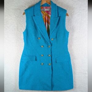Zara Women's Blue Sleeveless Blazer